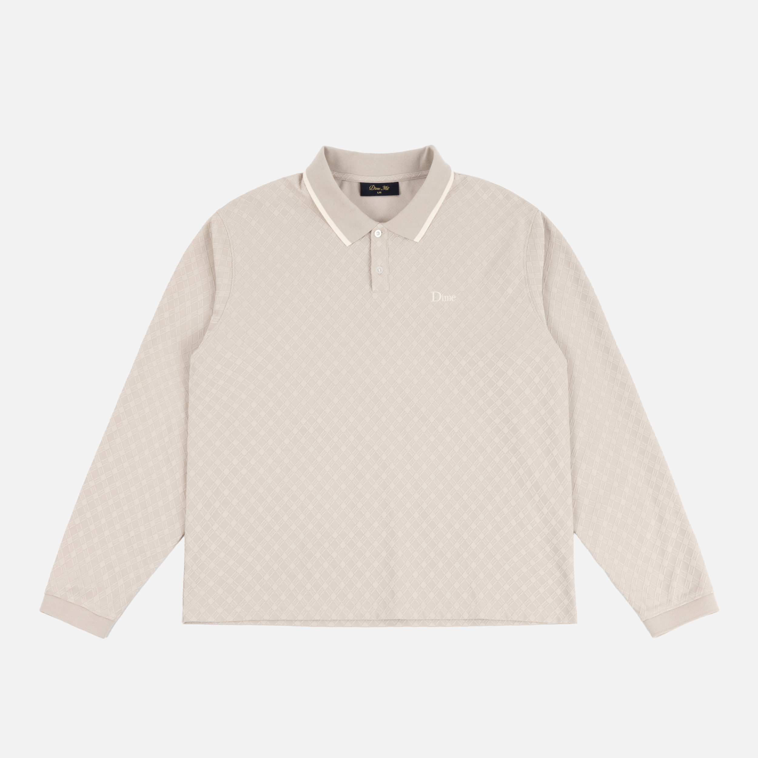 Dime MTL Jacquard LS Polo Beige — product shot