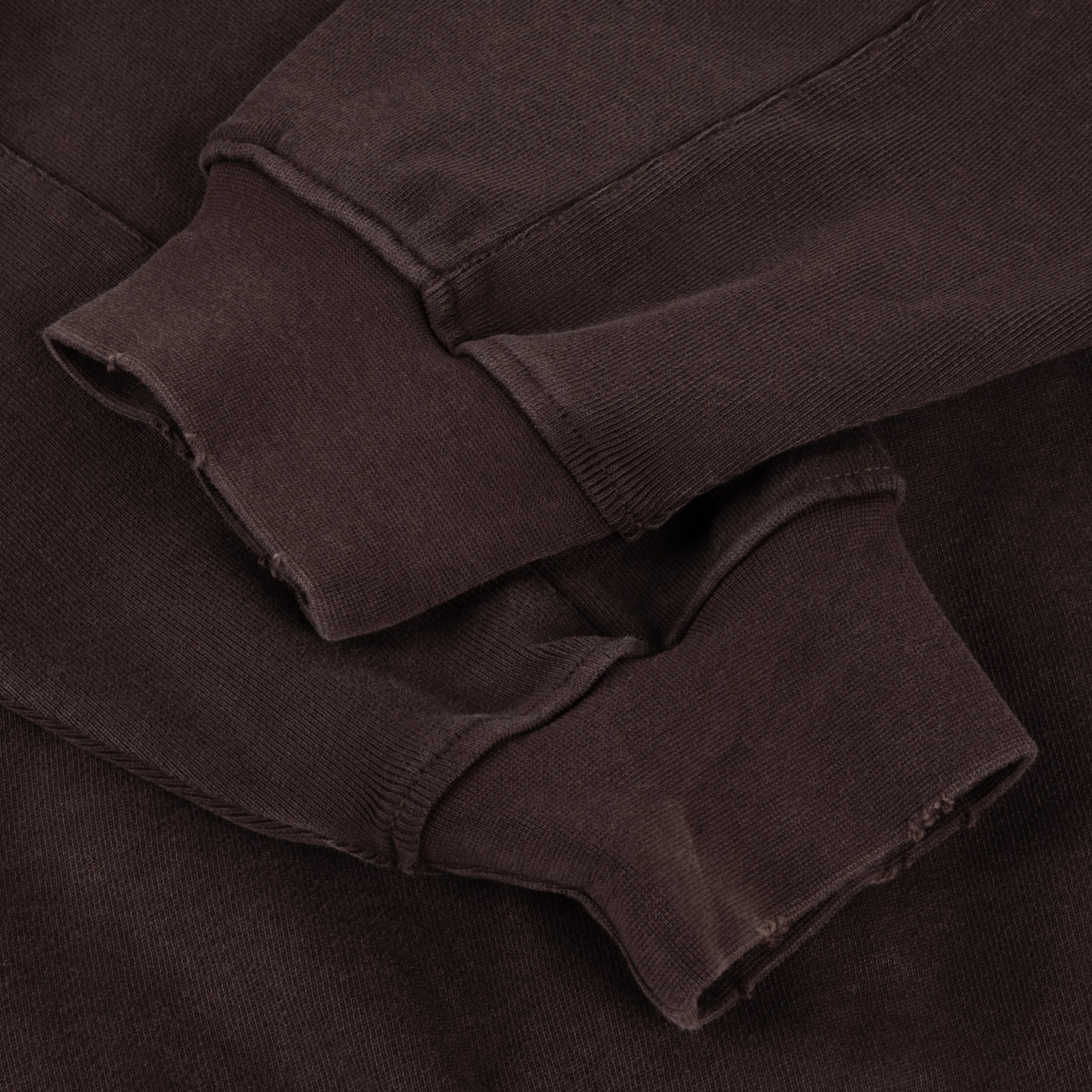 Dime MTL Distressed Terry Zip Hoodie Acid Brown — detail