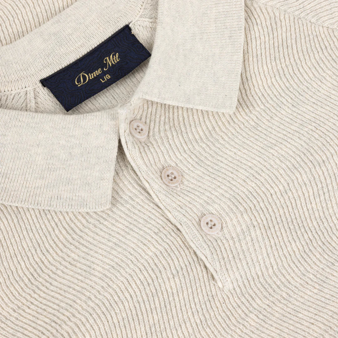 Dime MTL Cable Knit Polo Oatmeal