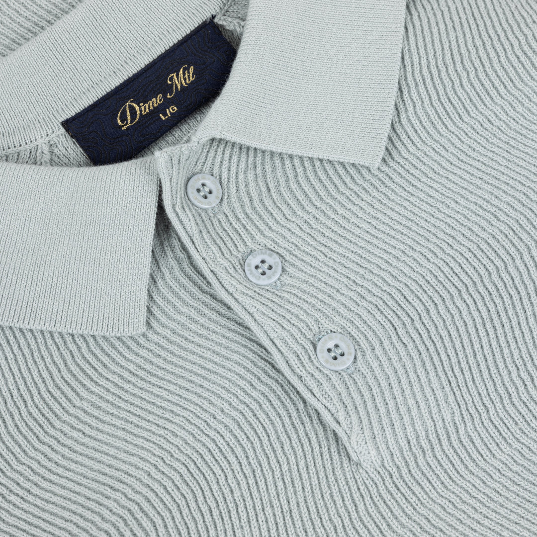 Dime MTL Cable Knit Polo Seafoam Polo