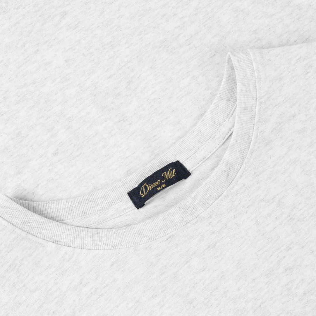 Dime MTL Classic Small Logo T-Shirt Ash — embroidery detail