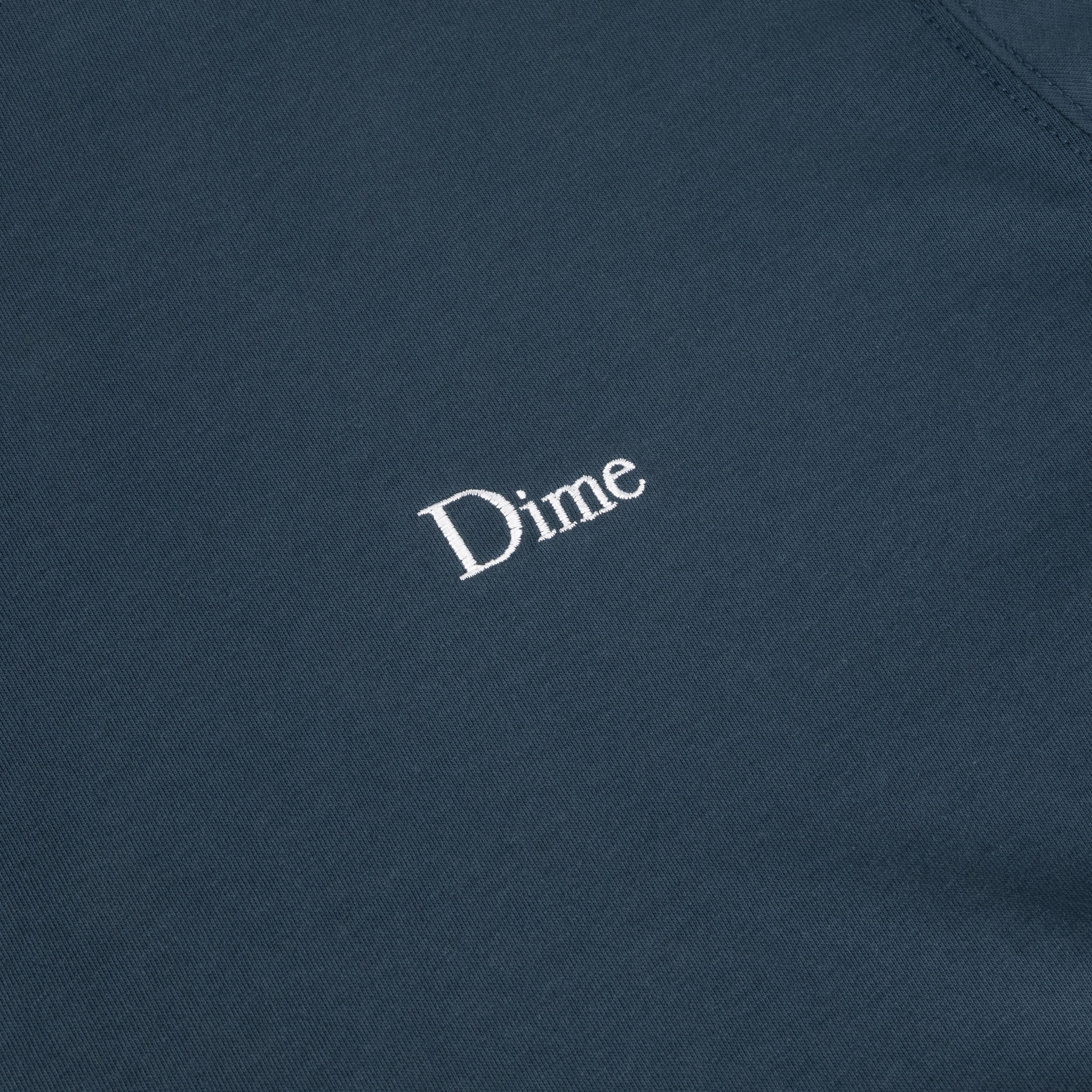 Dime MTL Classic Small Logo T-Shirt Navy — fabric detail