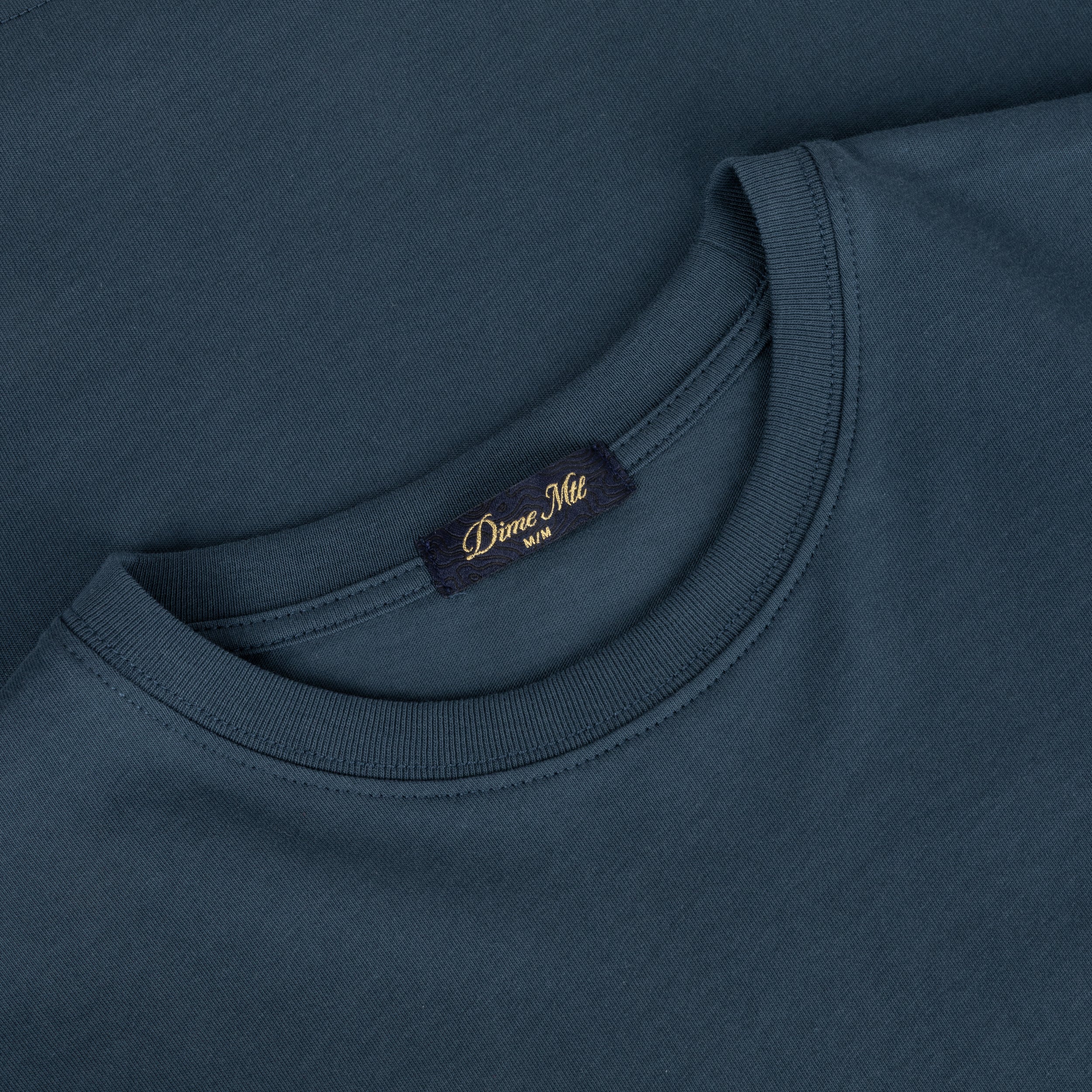 Dime MTL Classic Small Logo T-Shirt Navy — embroidery detail