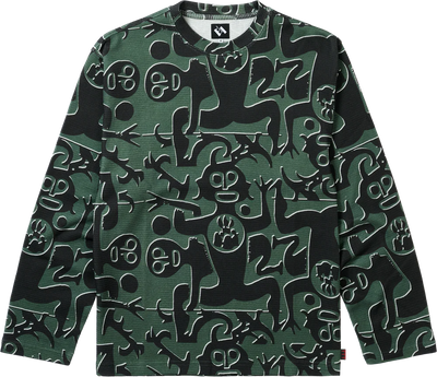 The Trilogy Tapes Entity Waffle Longsleeve – Green/Black