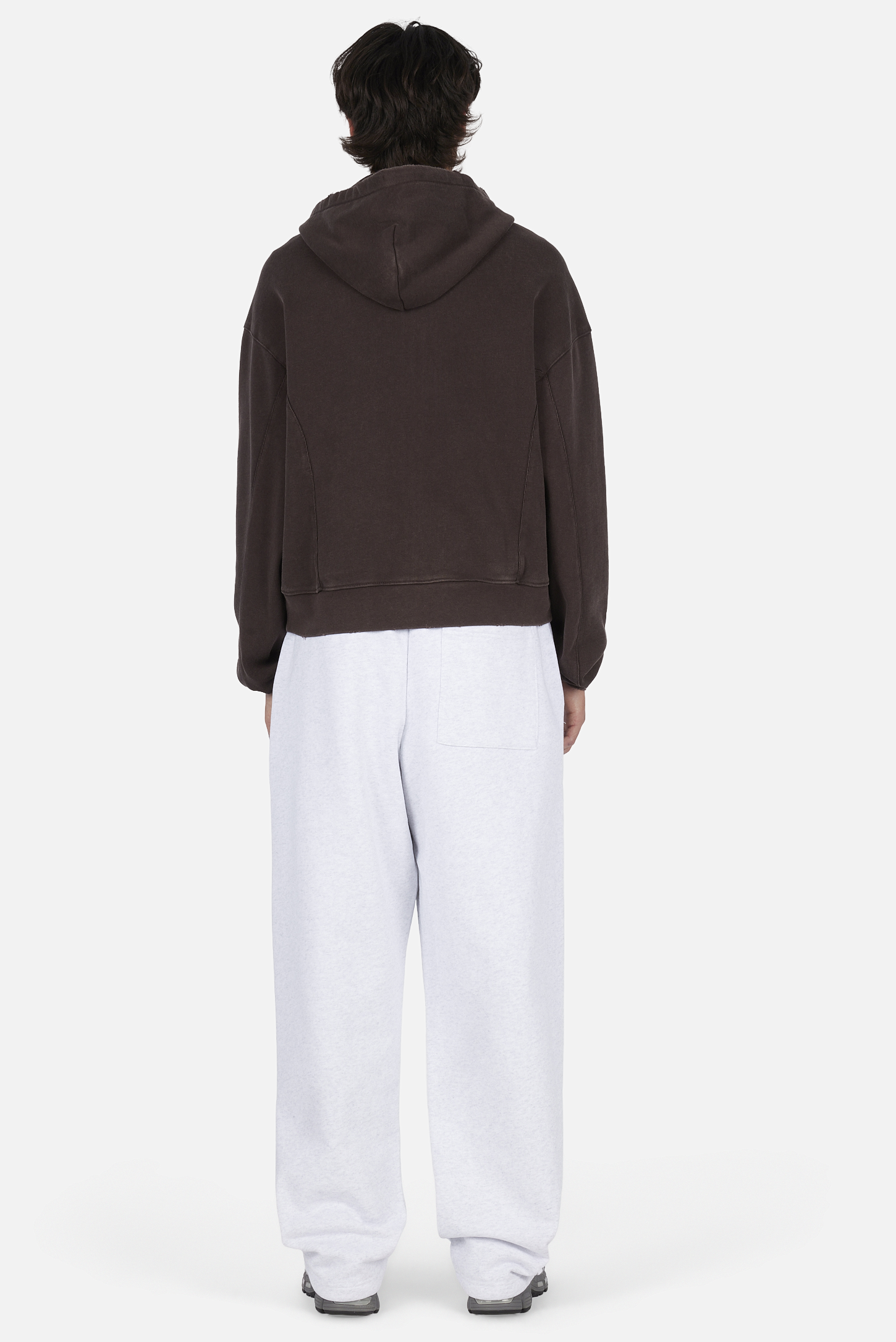 Dime MTL Distressed Terry Zip Hoodie Acid Brown — worn by model