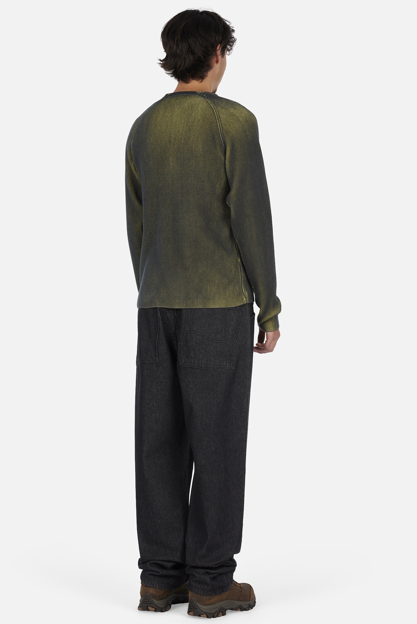Dime MTL Printed Rib Sweater Black/Yellow — worn by model