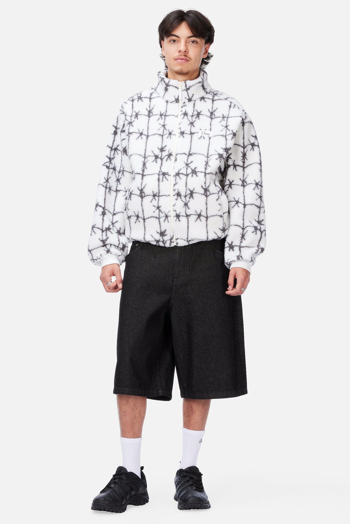 Dime MTL Polar Fleece Sherpa Zip White — worn by model