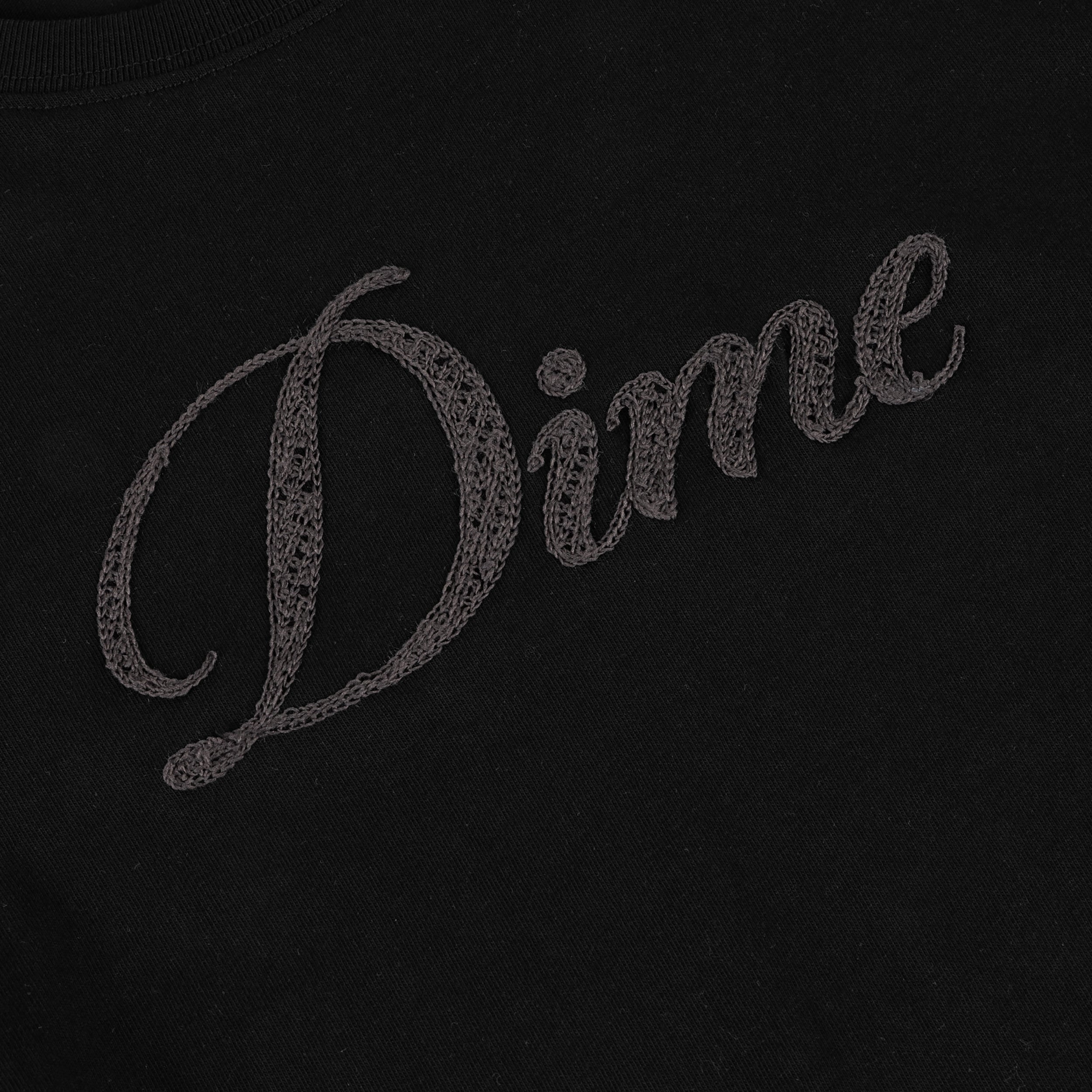 Dime MTL Cursive Crochet Tee Black — detail