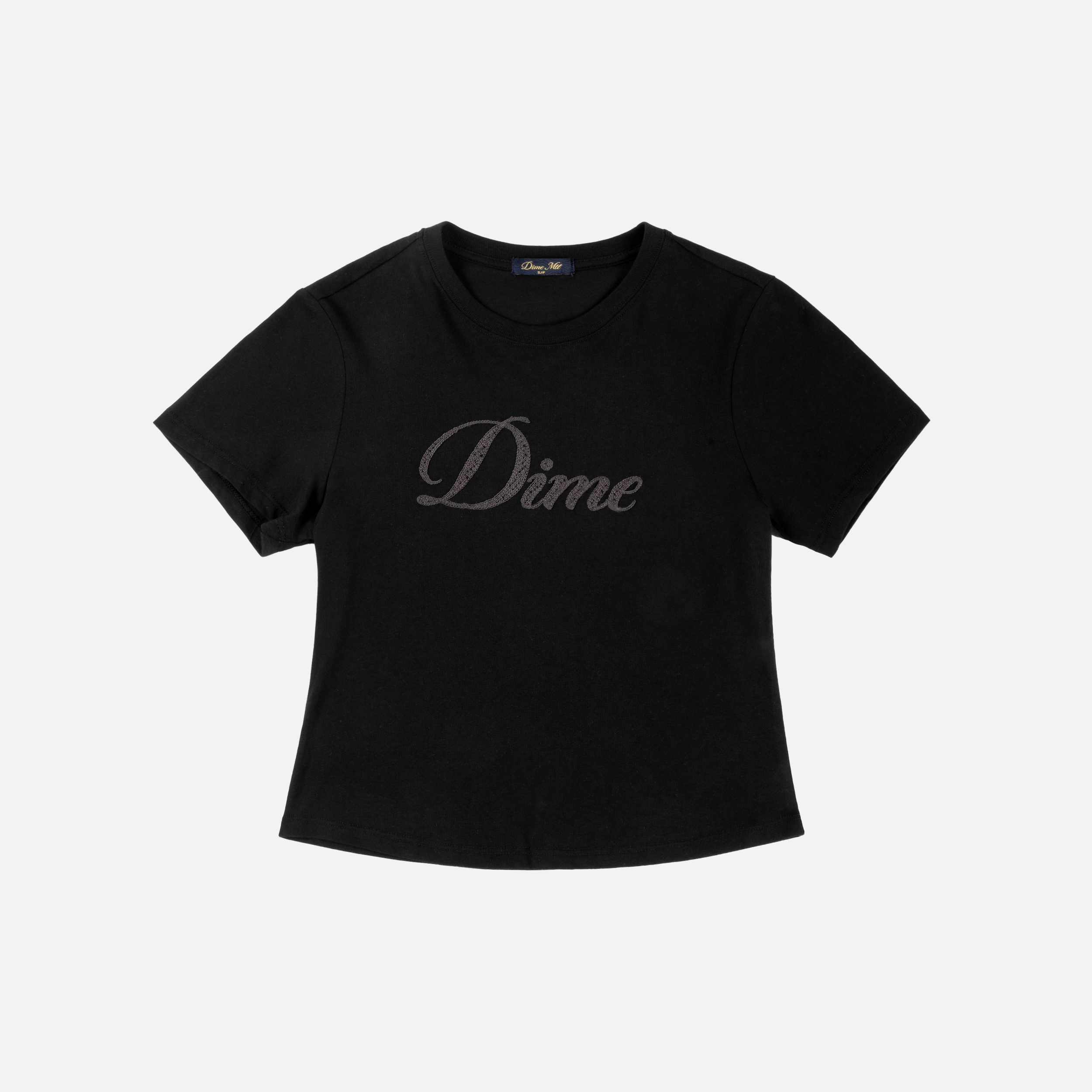 Dime MTL Cursive Crochet Tee Black — product shot