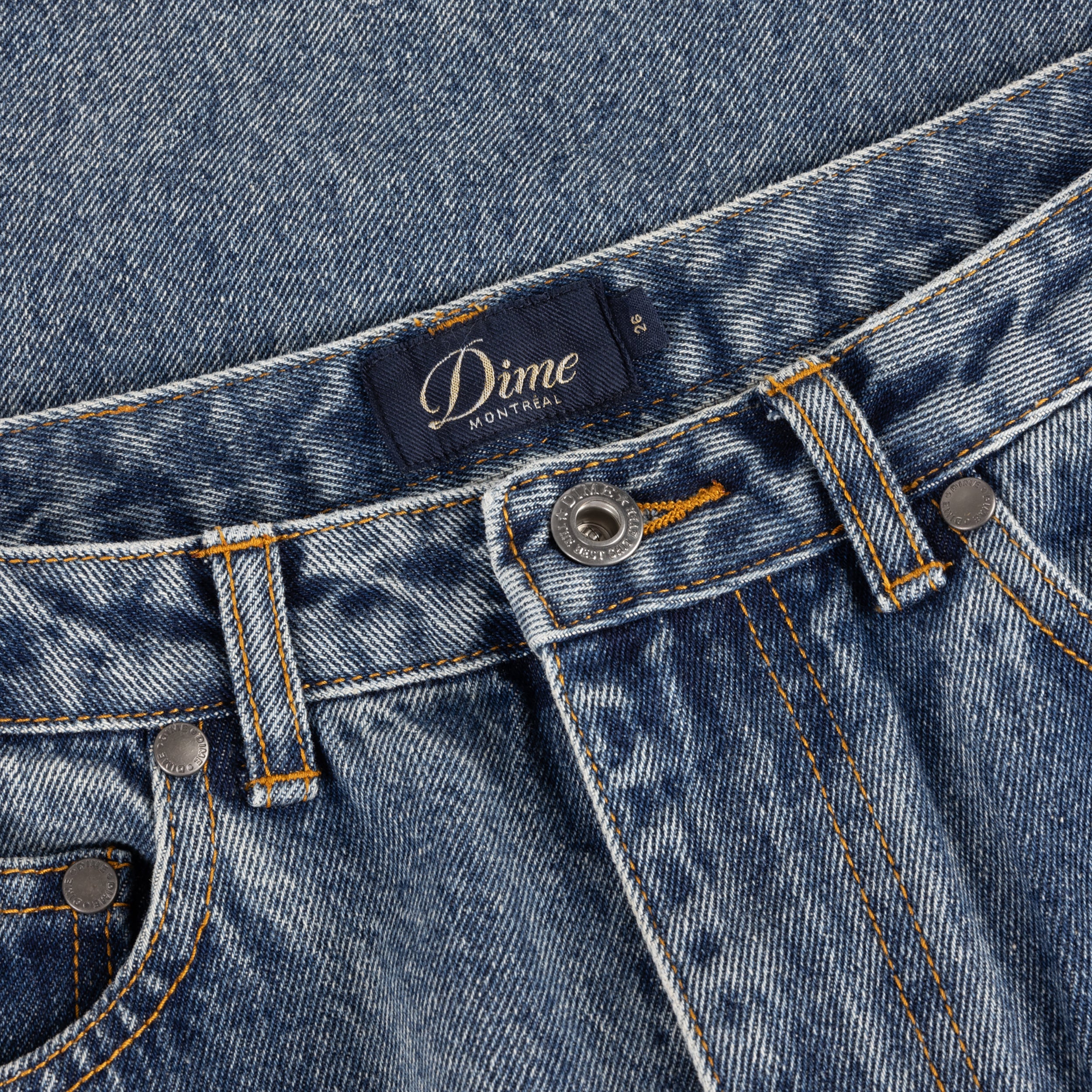 Dime MTL Women's Baggy Denim Pants Indigo Washed — detail