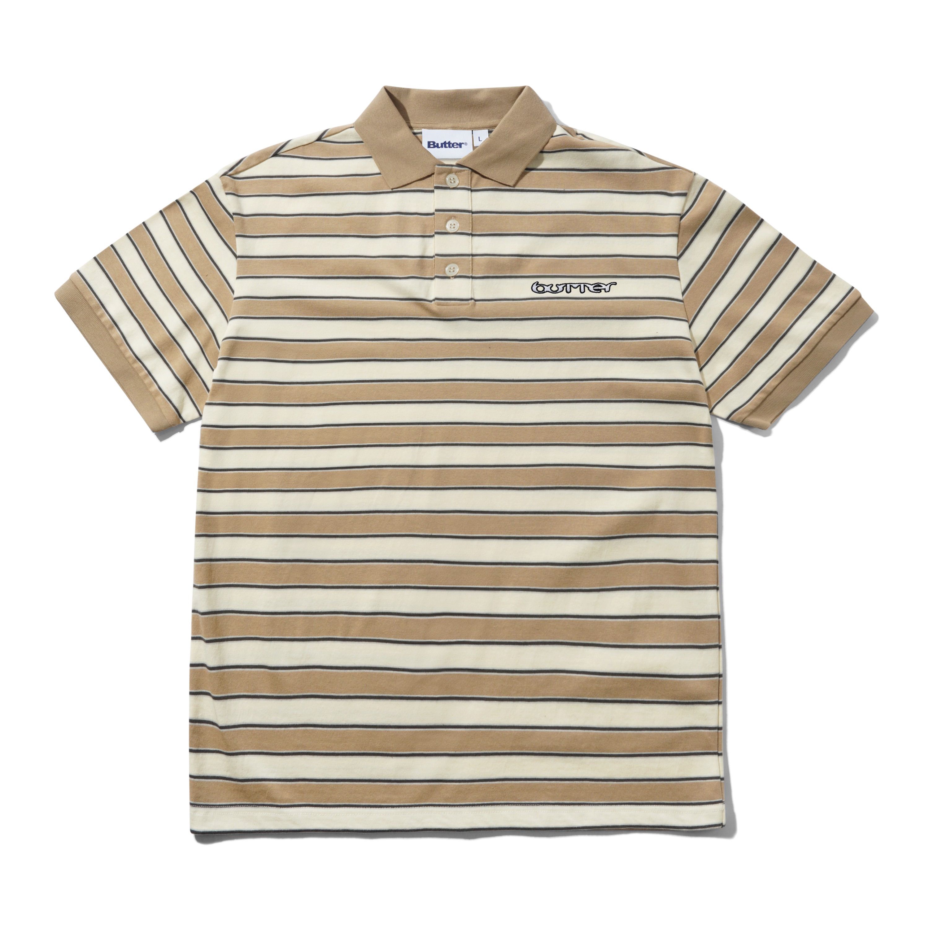 Butter Goods Witness Stripe Polo – Tan / Ivory