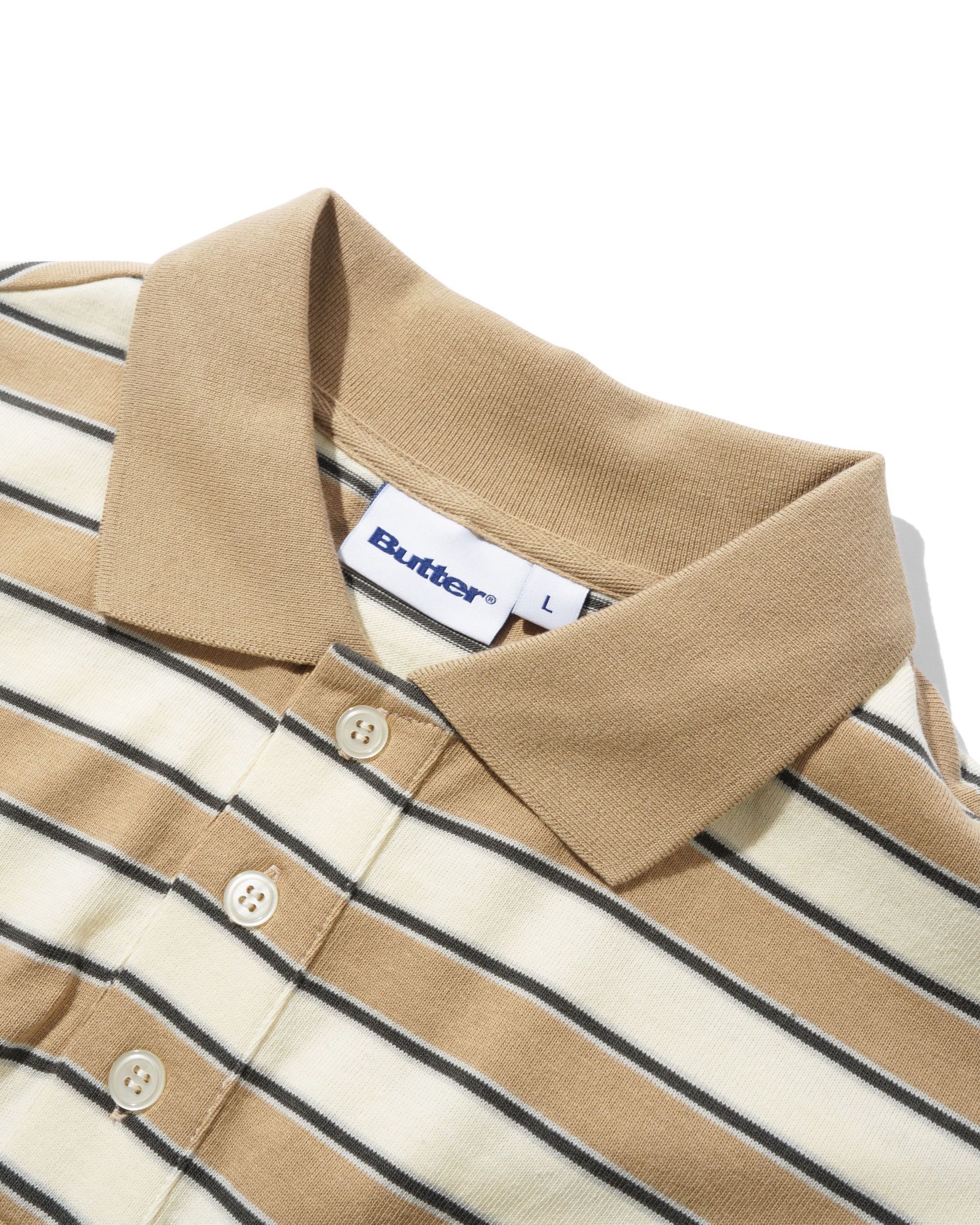 Butter Goods Witness Stripe Polo – Tan / Ivory