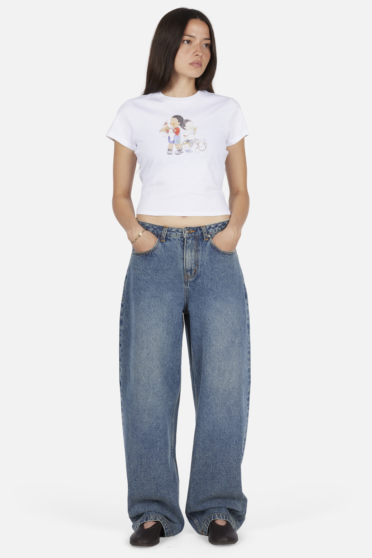 Dime MTL Besties Tee White — worn by model