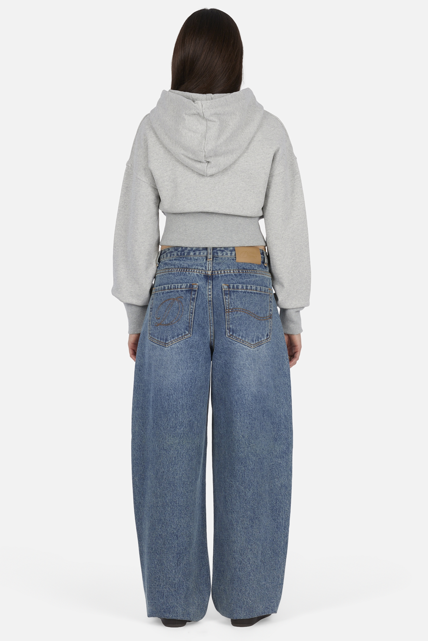 Dime MTL Women's Baggy Denim Pants Indigo Washed — worn by model