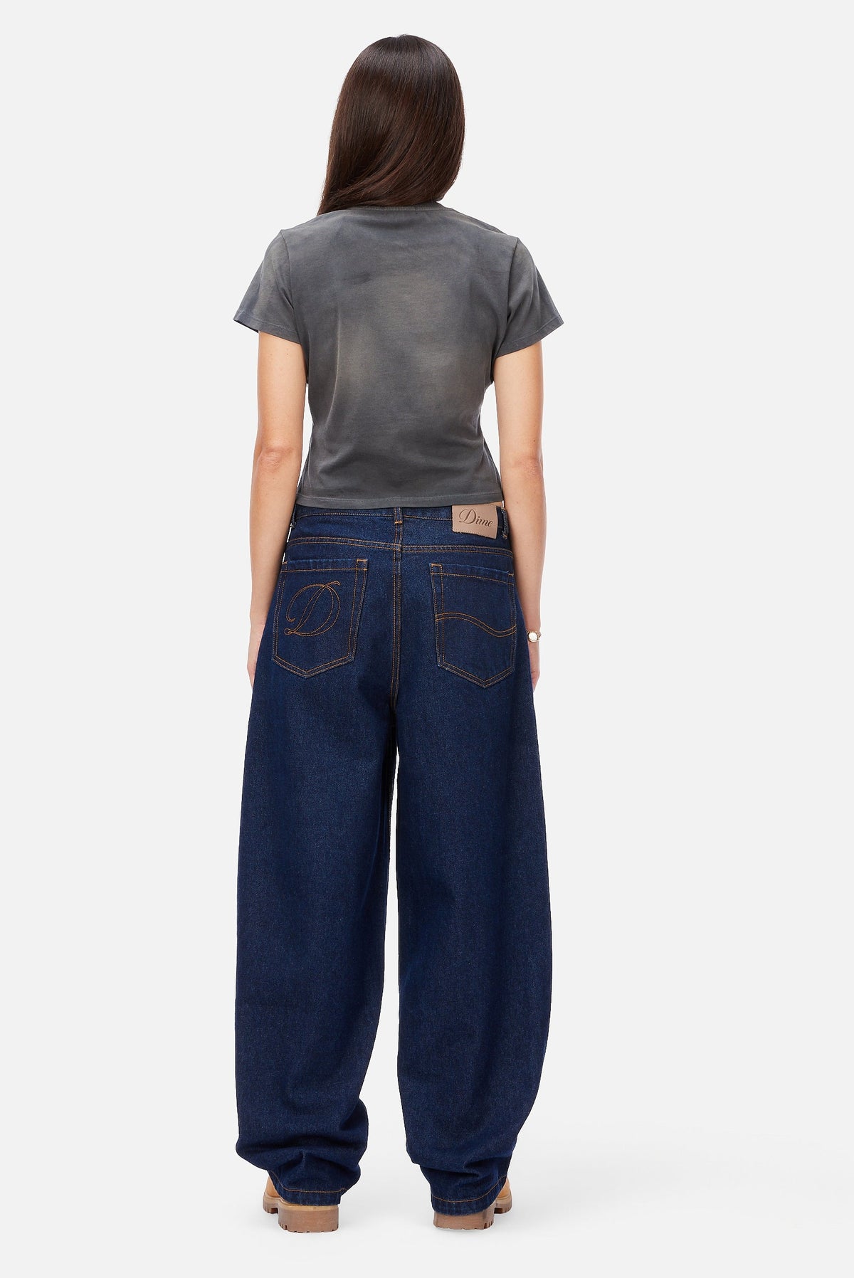 Dime MTL Women's Baggy Denim Pants Indigo — worn by model