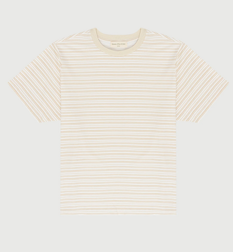 MOPQ Wordmark Striped Tee - Bone - Gallery Streetwear