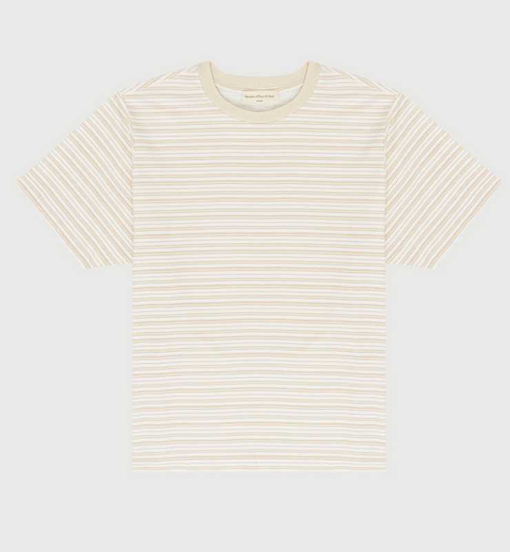 MOPQ Wordmark Striped Tee - Bone - Gallery Streetwear