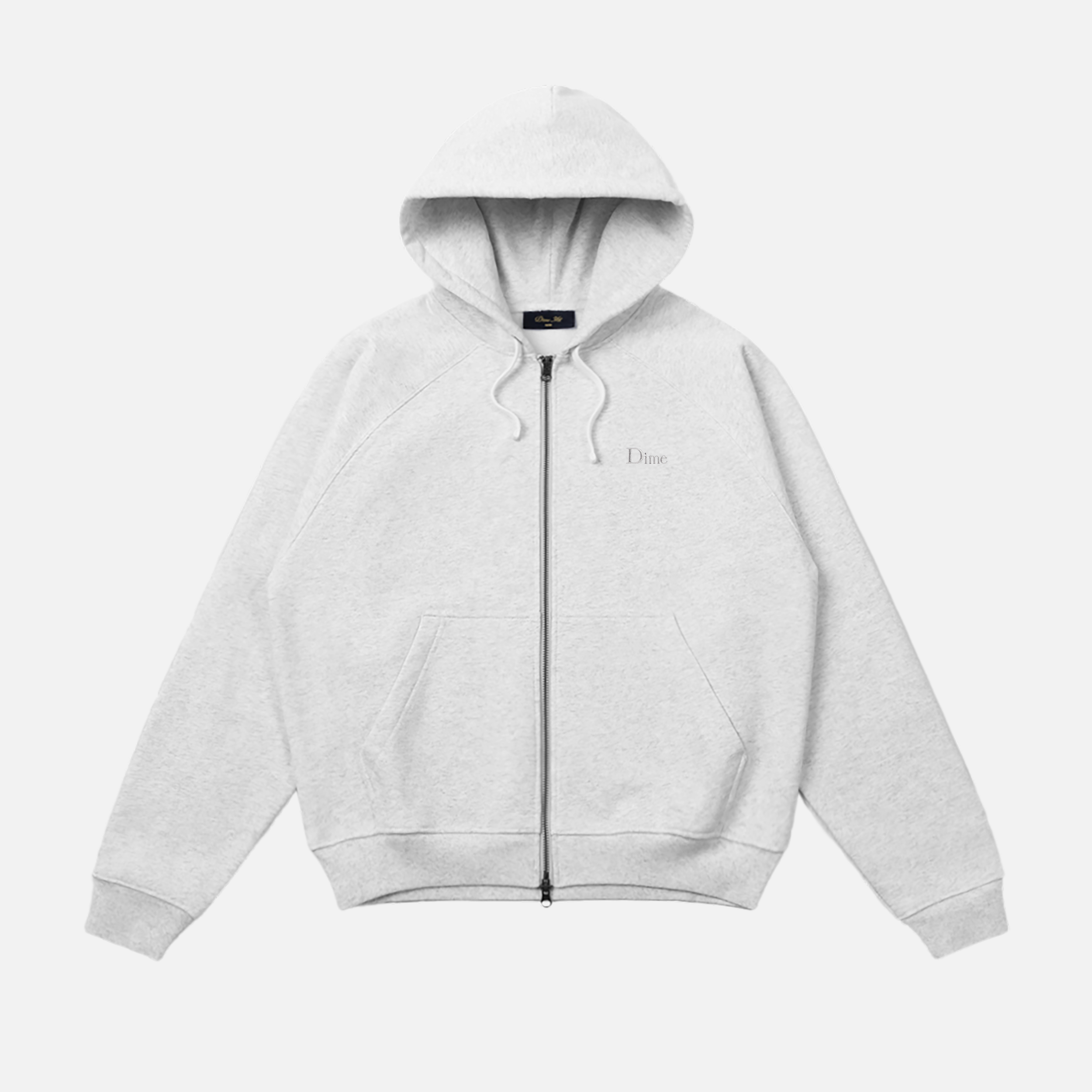 Dime MTL Classic Small Logo Zip Hoodie Ash — product shot