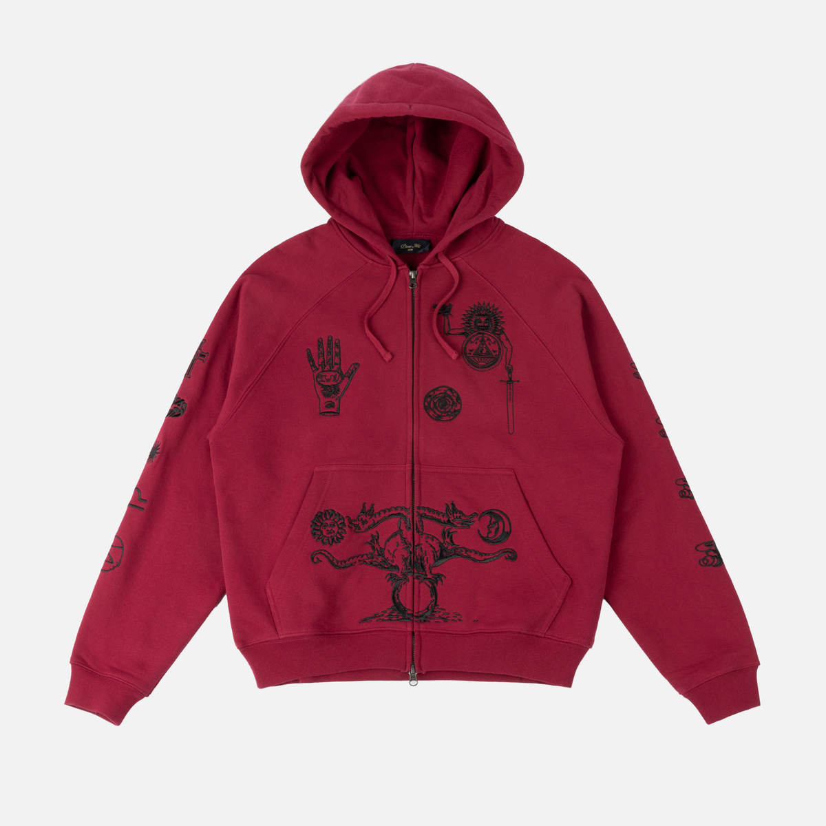 Dime MTL Sigil Zip Hoodie Beet Red — product shot