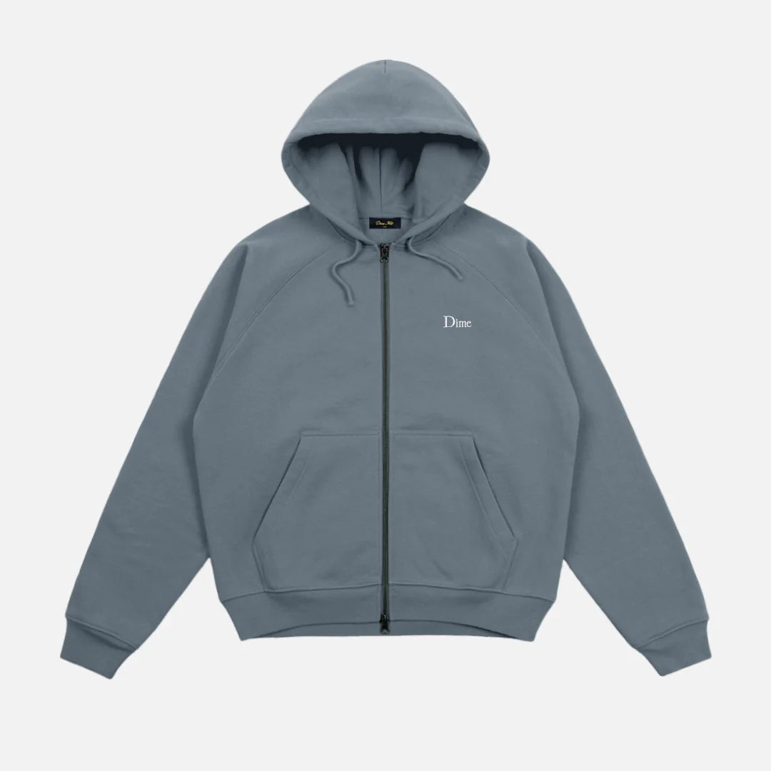 Dime MTL Classic Small Logo Zip Hoodie Granite
