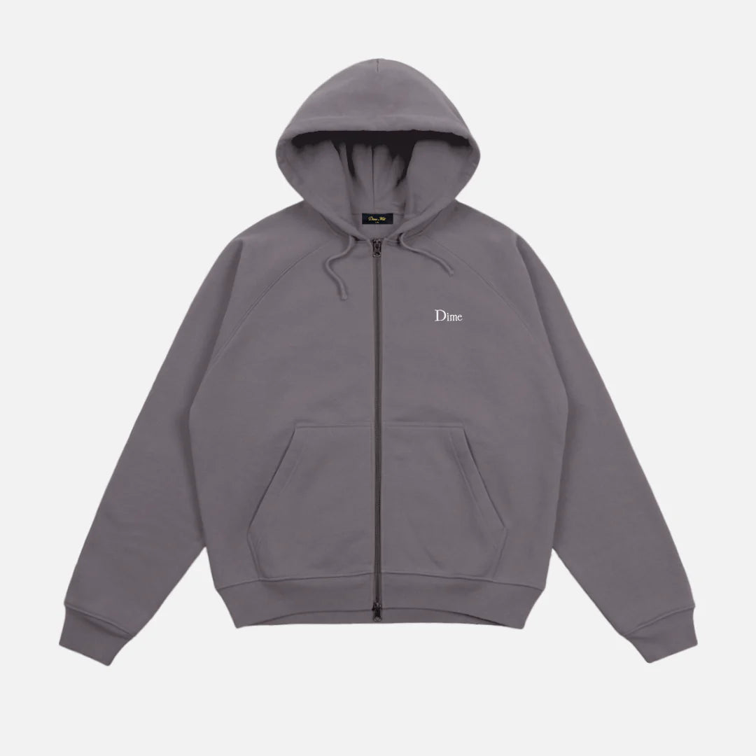 Dime MTL Classic Small Logo Zip Hoodie Charcoal Grape
