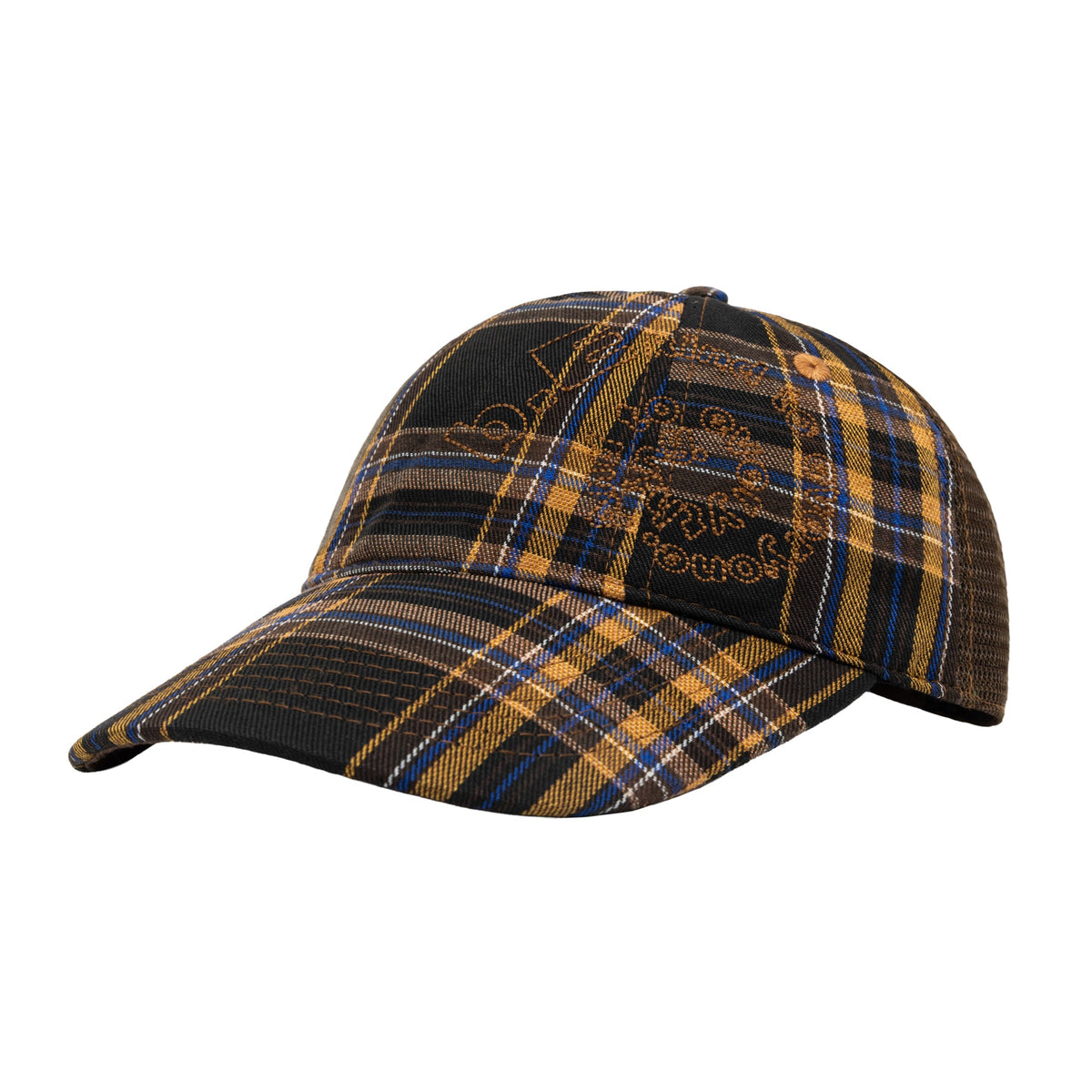 b.Eautiful B-Turn Low Profile Hat in brown plaid, front — Gallery Streetwear Canada