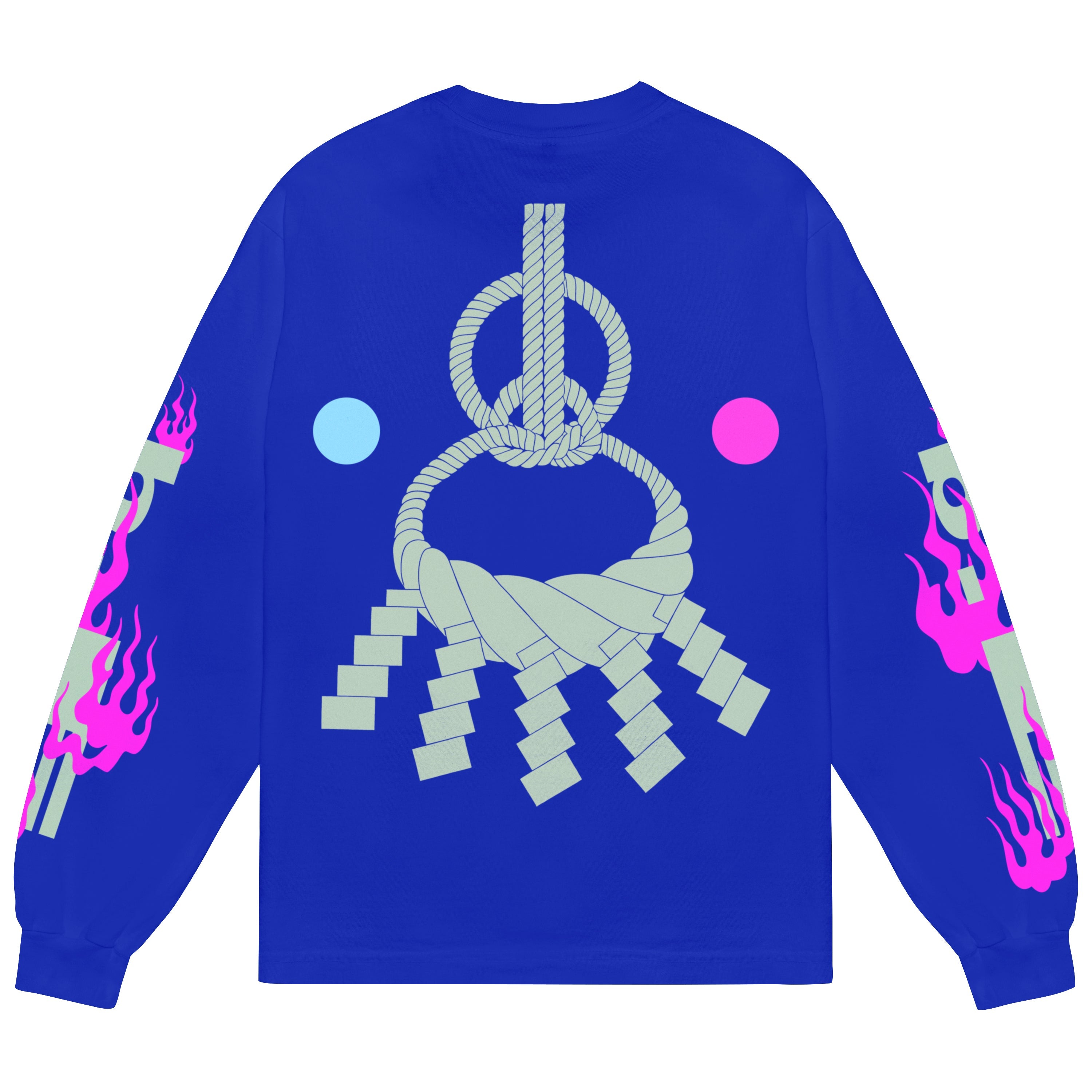 b.Eautiful Nagano long sleeve shirt in cobalt blue, back graphic