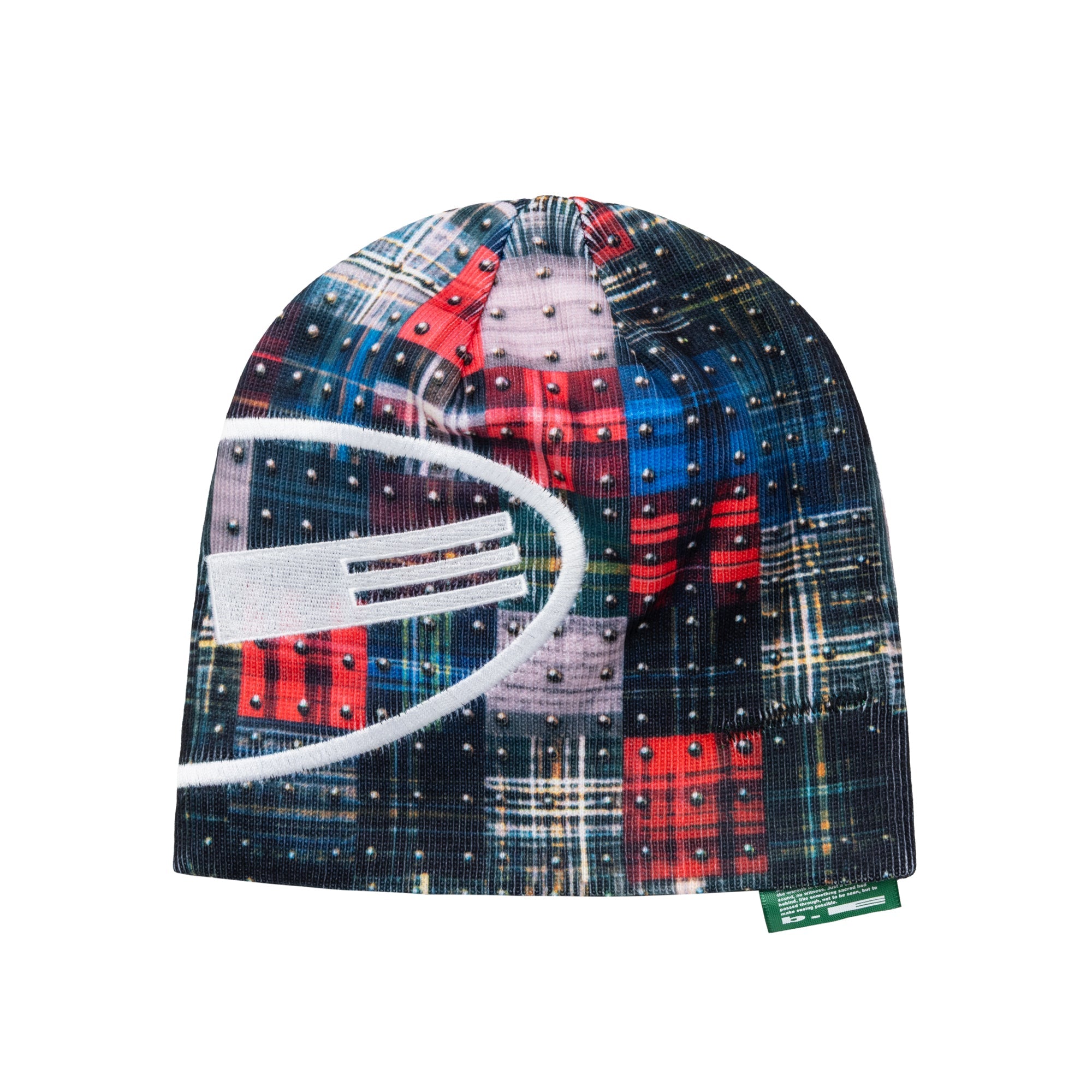 b.Eautiful Studded Plaid Beanie multi, detail view