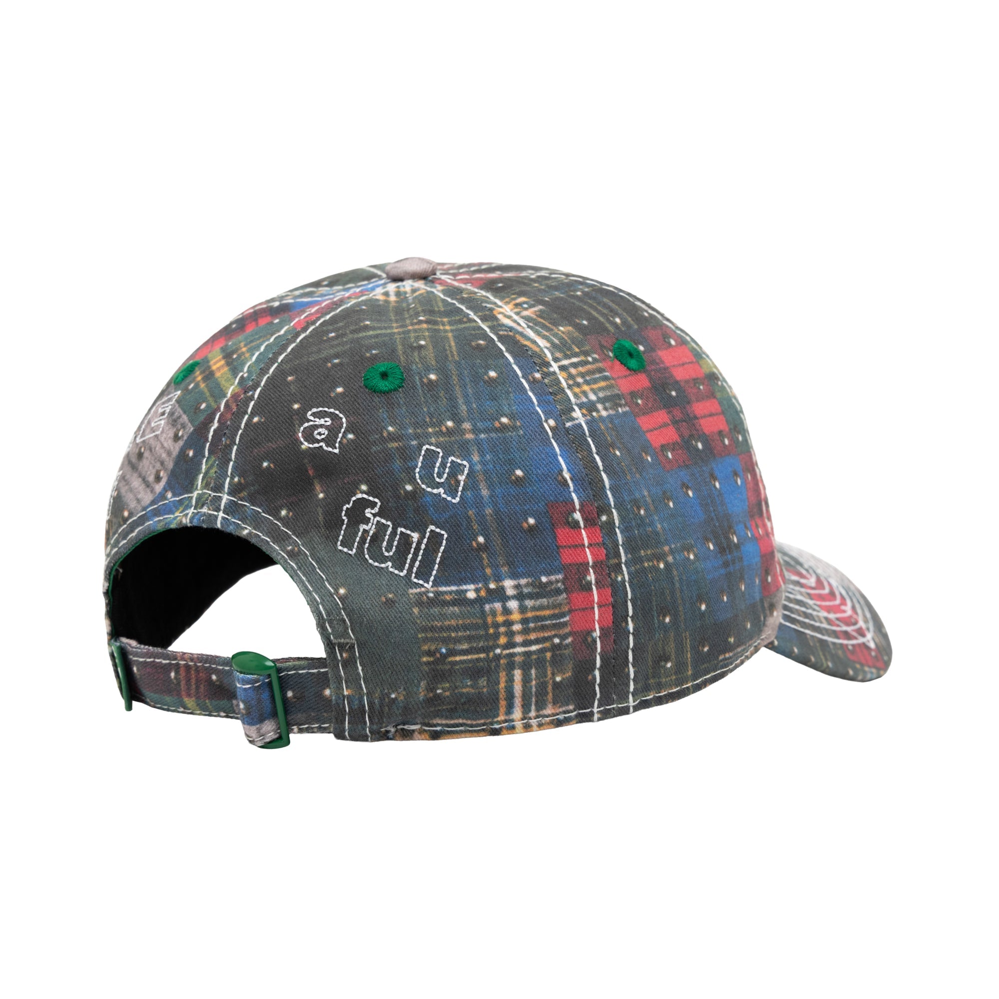 b.Eautiful Vapor Low Profile Hat studded plaid, back velcro detail