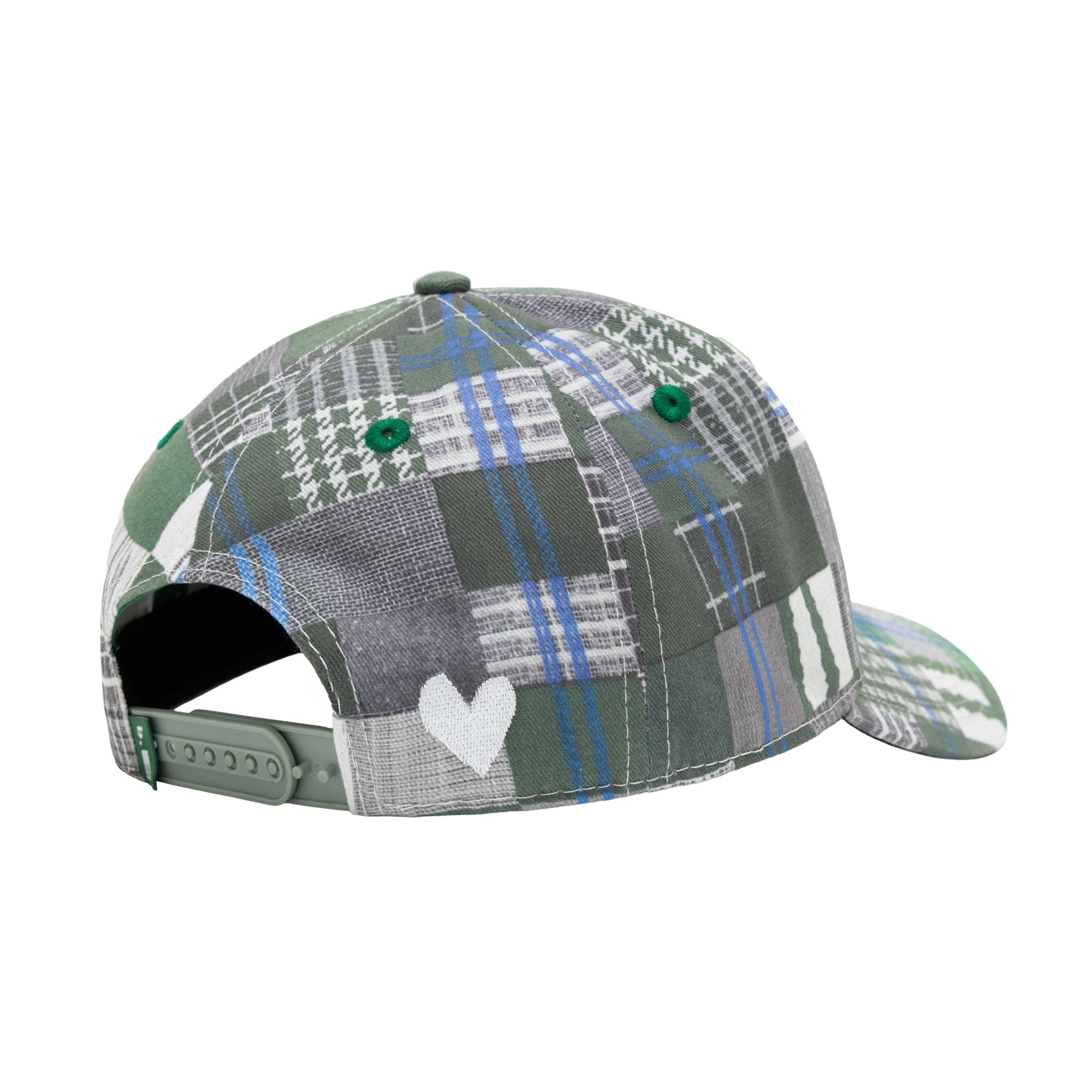 b.Eautiful b.E Hat green mix checker, back snapback detail