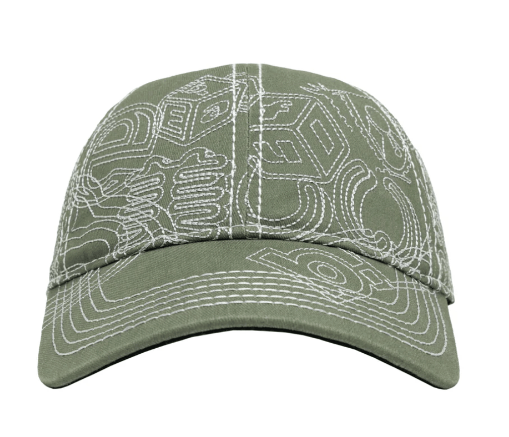 b.Eautiful Stitch Mania 6 Panel Hat - Off - Moss / Silver - Gallery Streetwear