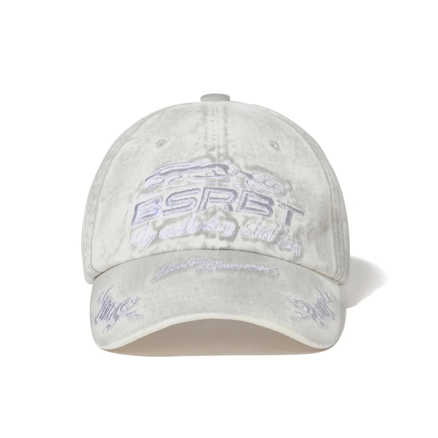 BS Rabbit 3D Embroidery Dirty Washed Cotton Cap – White - Gallery Streetwear