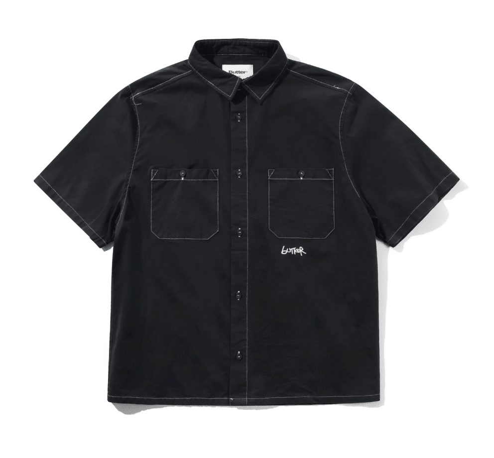 Butter Goods Contrast Stitch Shirt - Black - Gallery Streetwear