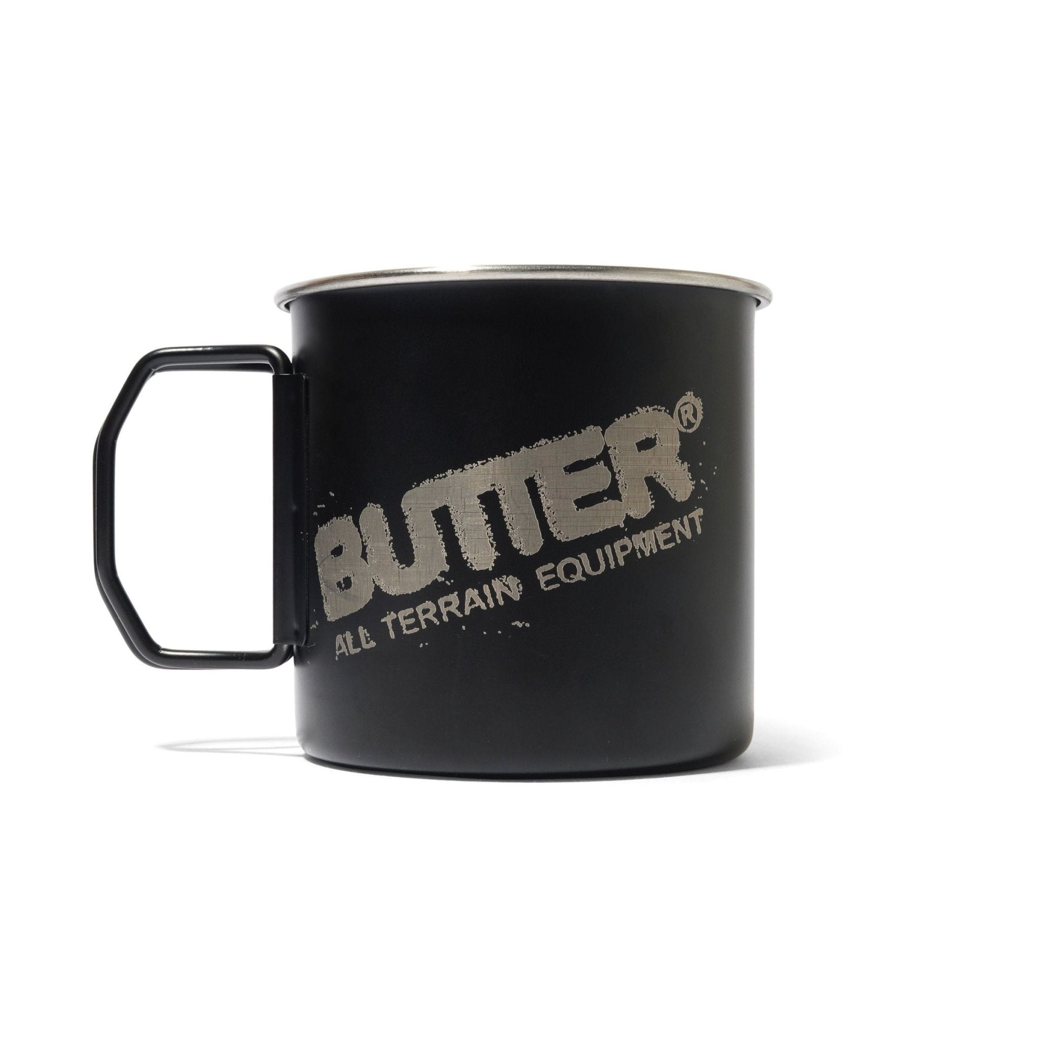 Butter Goods | Metal Camp Mug – Black with Laser Etched Graphi - Gallery Streetwear