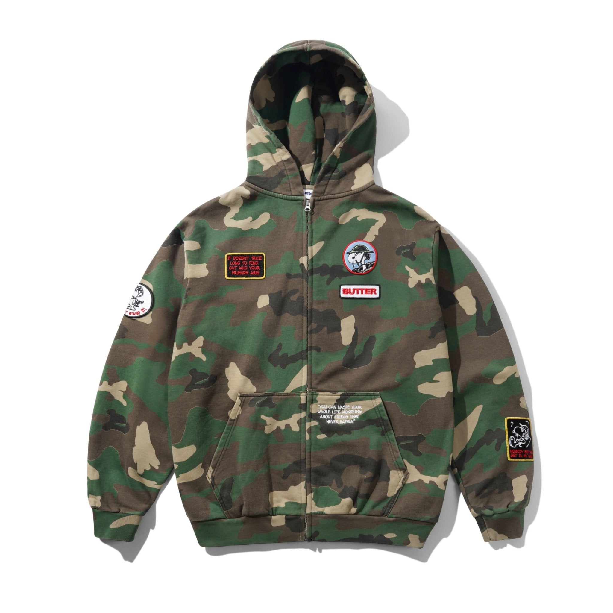 Butter Goods Patches Zip - Thru Hoodie - Camo - Gallery Streetwear