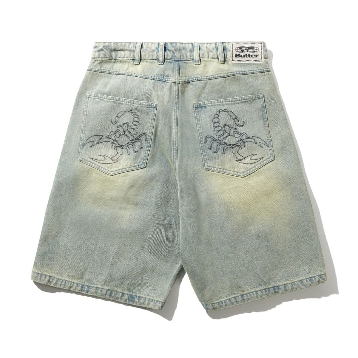 Butter Goods Scorpion Stitch Denim Shorts Blue - Gallery Streetwear