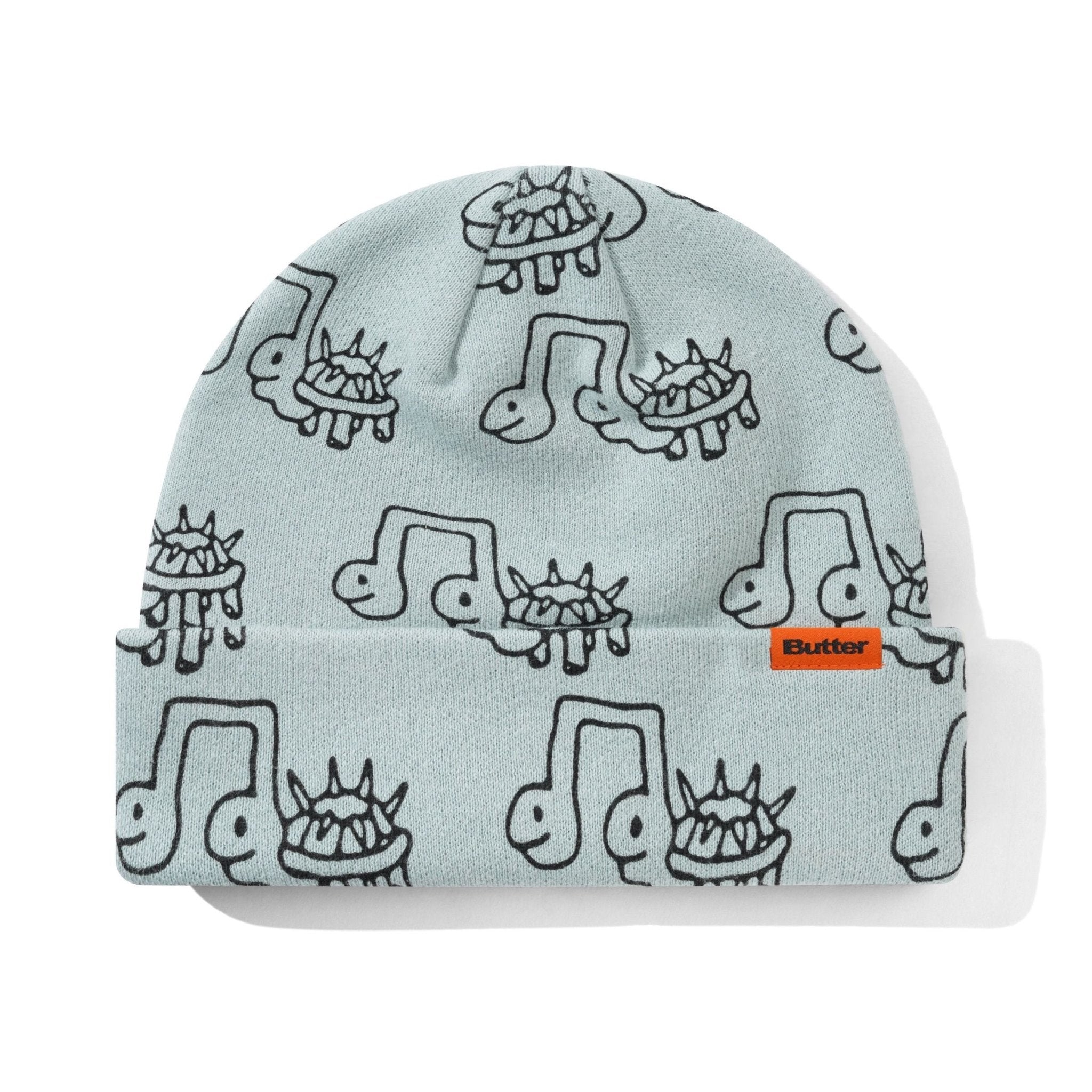 Butter Goods Turtle Beanie – Grey Spray Knit Hat - Gallery Streetwear