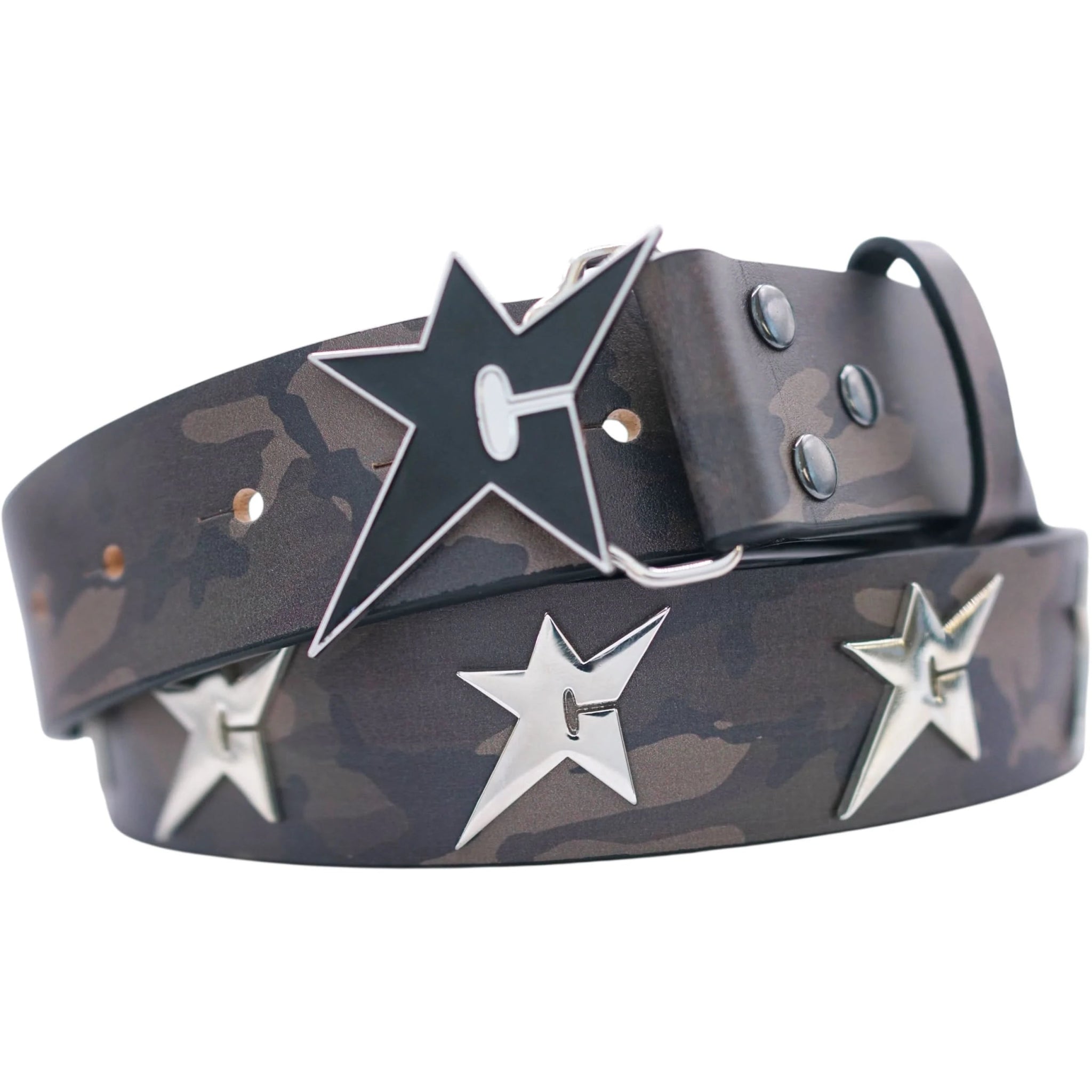 Carpet Company | Riveted Leather Belt – Camo - Gallery Streetwear