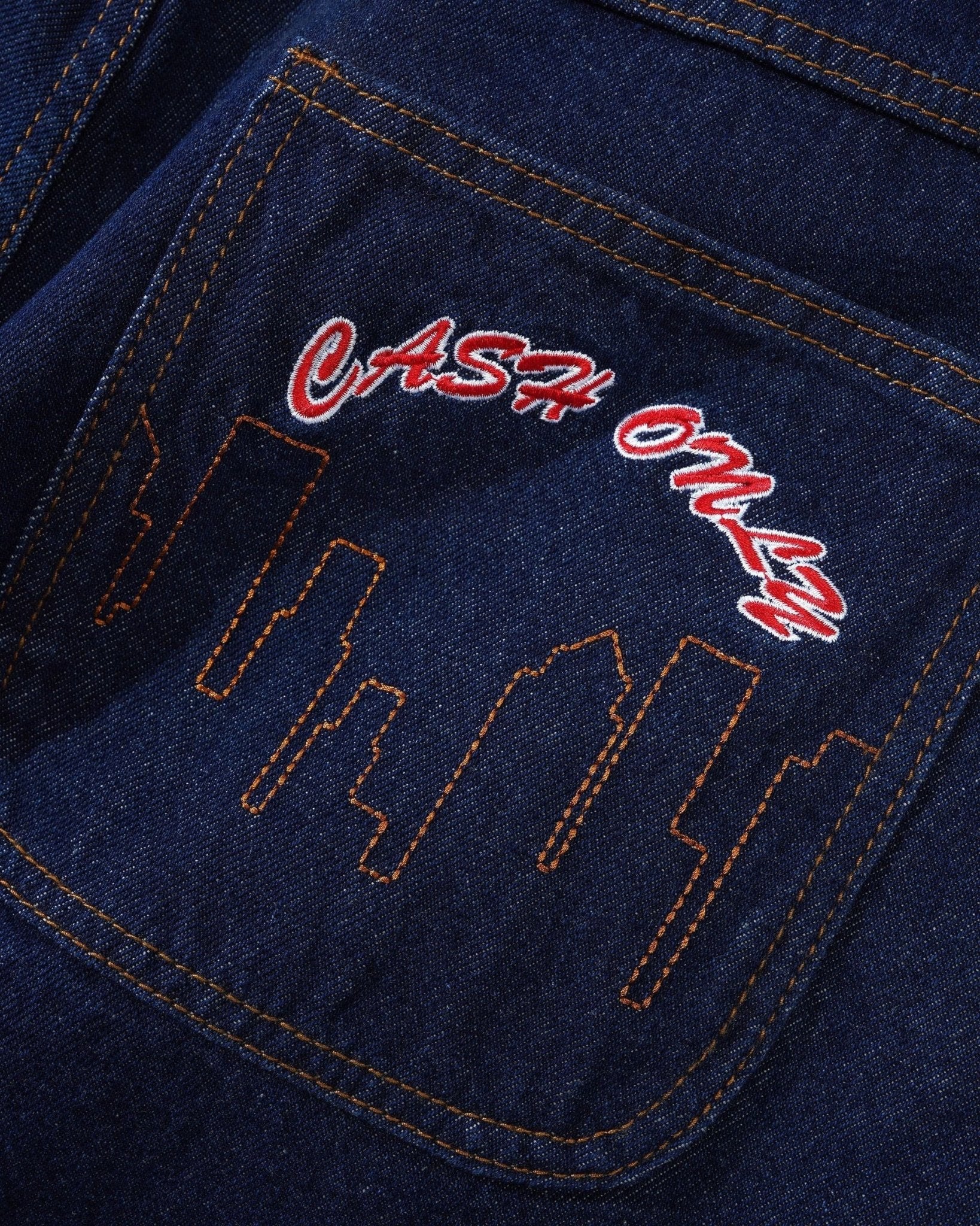 Cash Only Logo Baggy Denim Jeans – Indigo - Gallery Streetwear