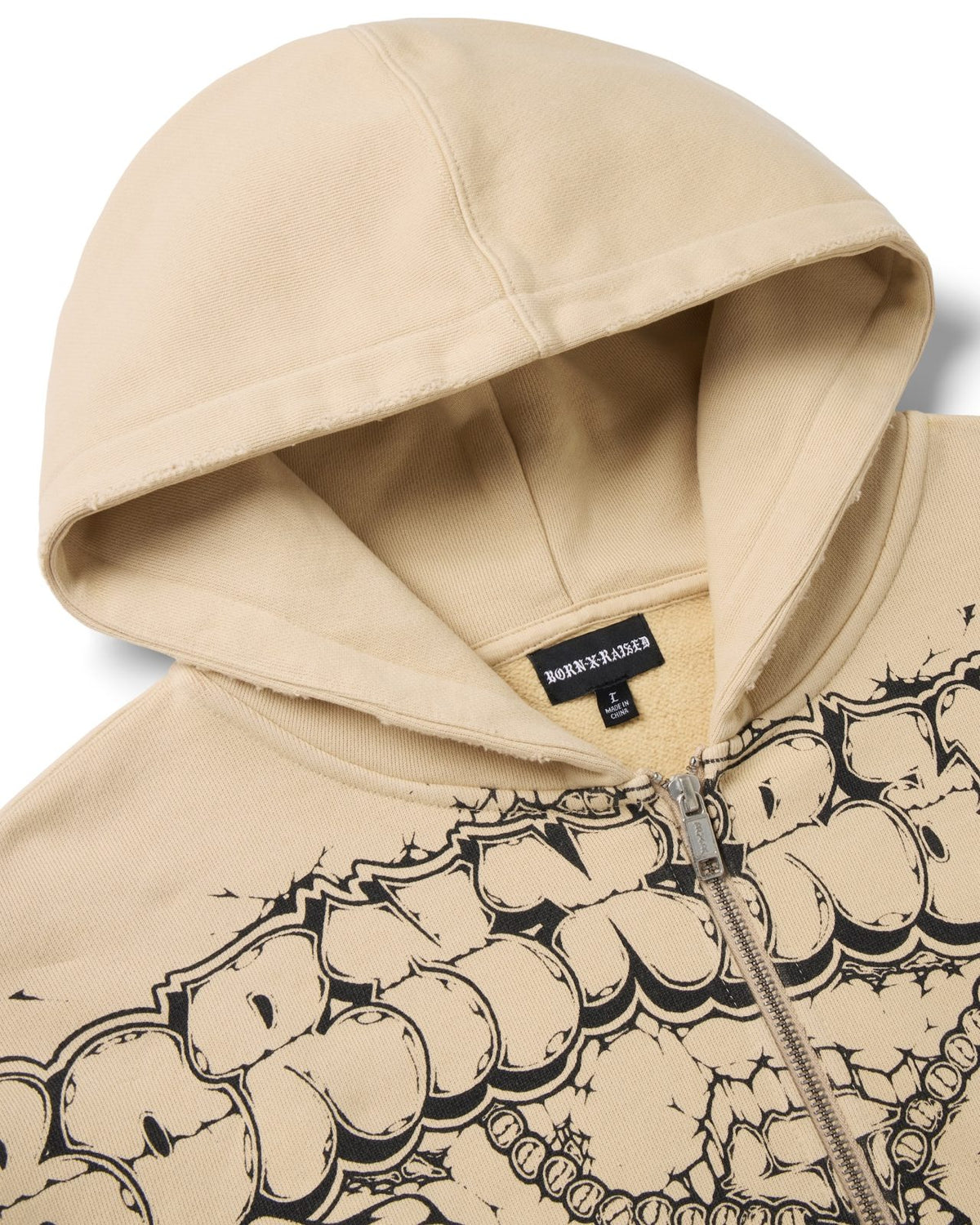 Born X Raised Coldgame Zip-Up Hoodie – Vintage White