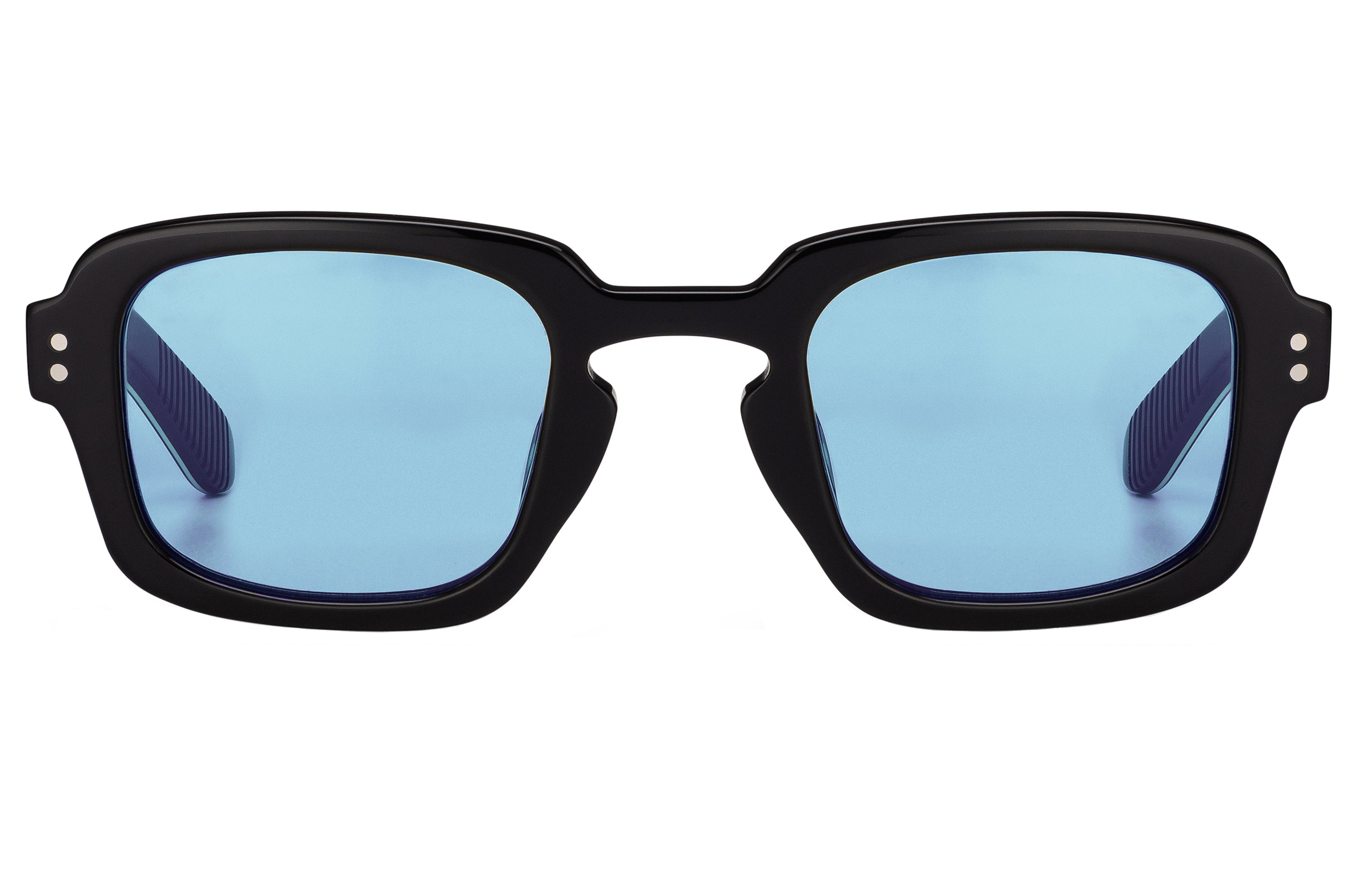 Spitfire Cut Fifteen sunglasses in black with blue lenses, front view