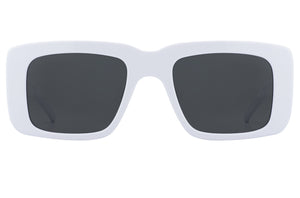 Spitfire Cut Seventy sunglasses in white with black lenses, front view