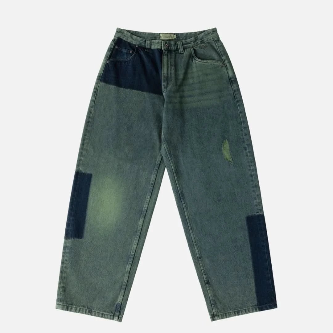 Dime MTL Baggy Denim Pants - Distressed Green - Gallery Streetwear