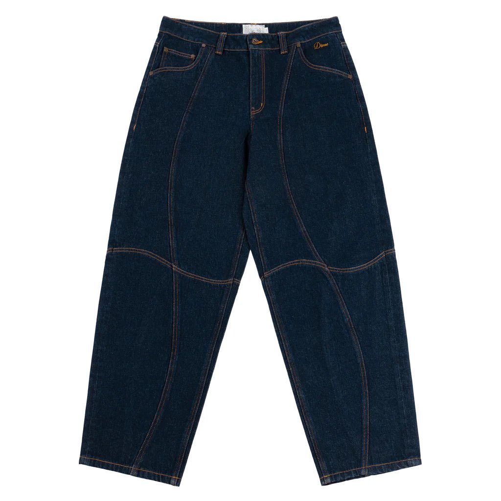 Dime MTL Classic Baggy Denim Pants – Paneled Indigo Skate Jeans - Gallery Streetwear