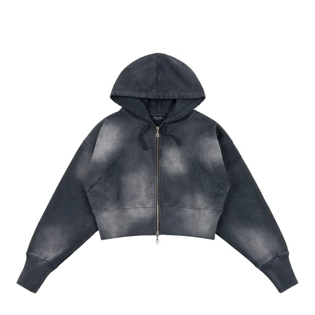 Dime MTL | Cropped Zip Hoodie - Black - Gallery Streetwear