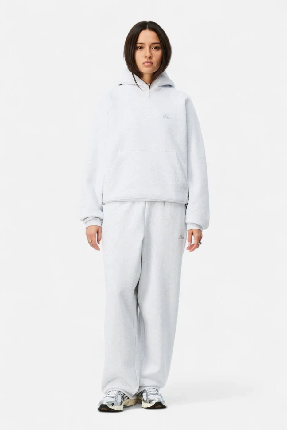 Dime MTL Cursive Raglan Hoodie Ash - Gallery Streetwear