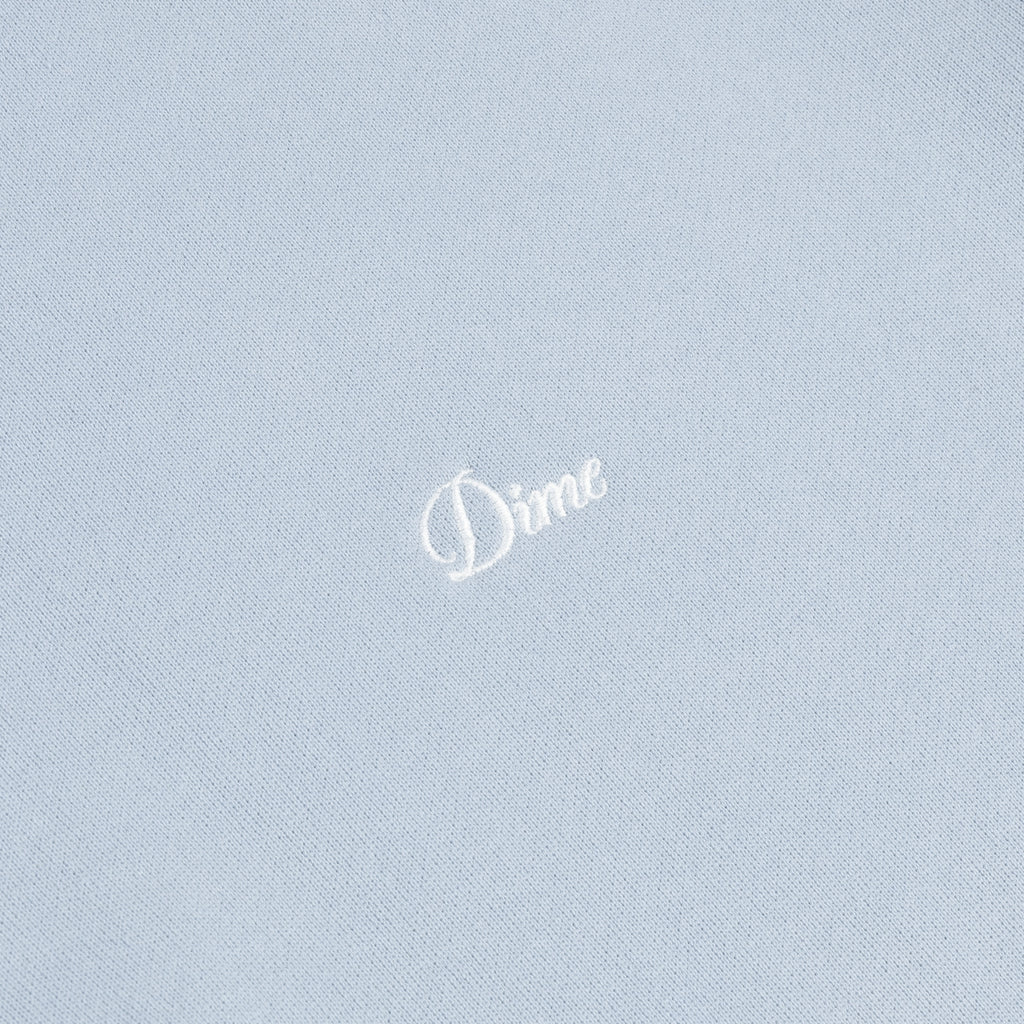 Dime MTL Cursive Small Logo Crewneck – Blue Fog Heavyweight Skate Sweatshirt - Gallery Streetwear