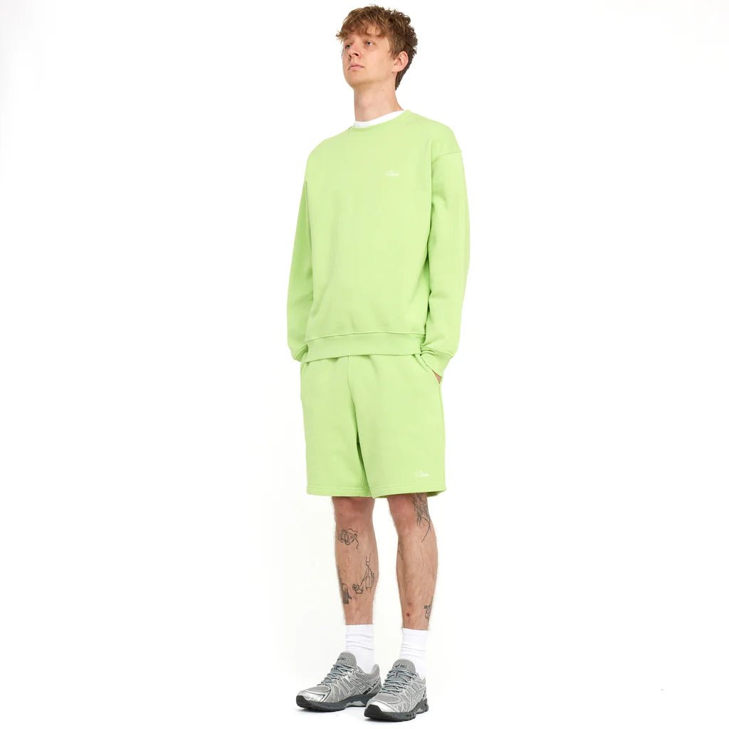 Dime MTL Cursive Small Logo Crewneck – Green Tea Heavyweight Skate Sweatshirt - Gallery Streetwear