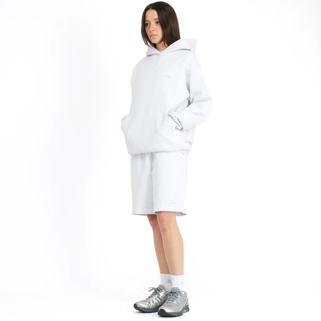 Dime MTL Cursive Small Logo Hoodie – Ash Grey Heavyweight Classics Sweatshirt - Gallery Streetwear