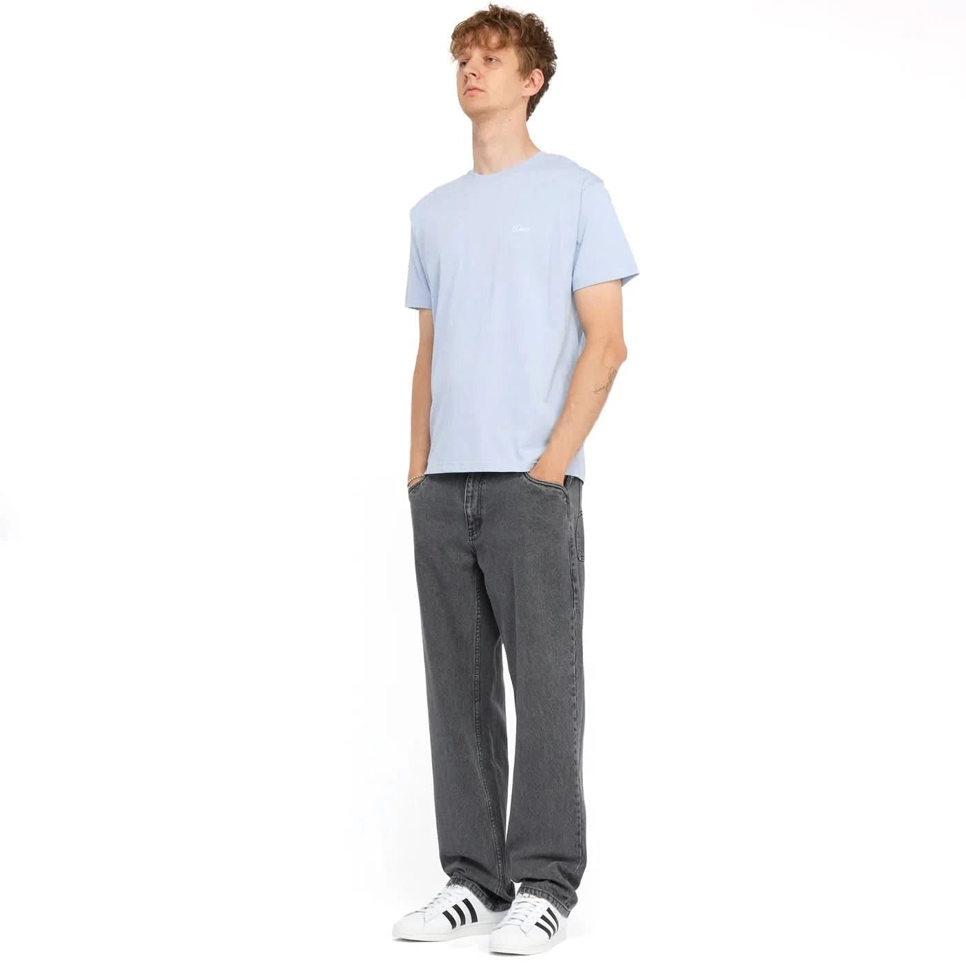 Dime MTL Cursive Small Logo Tee – Blue Fog - Gallery Streetwear